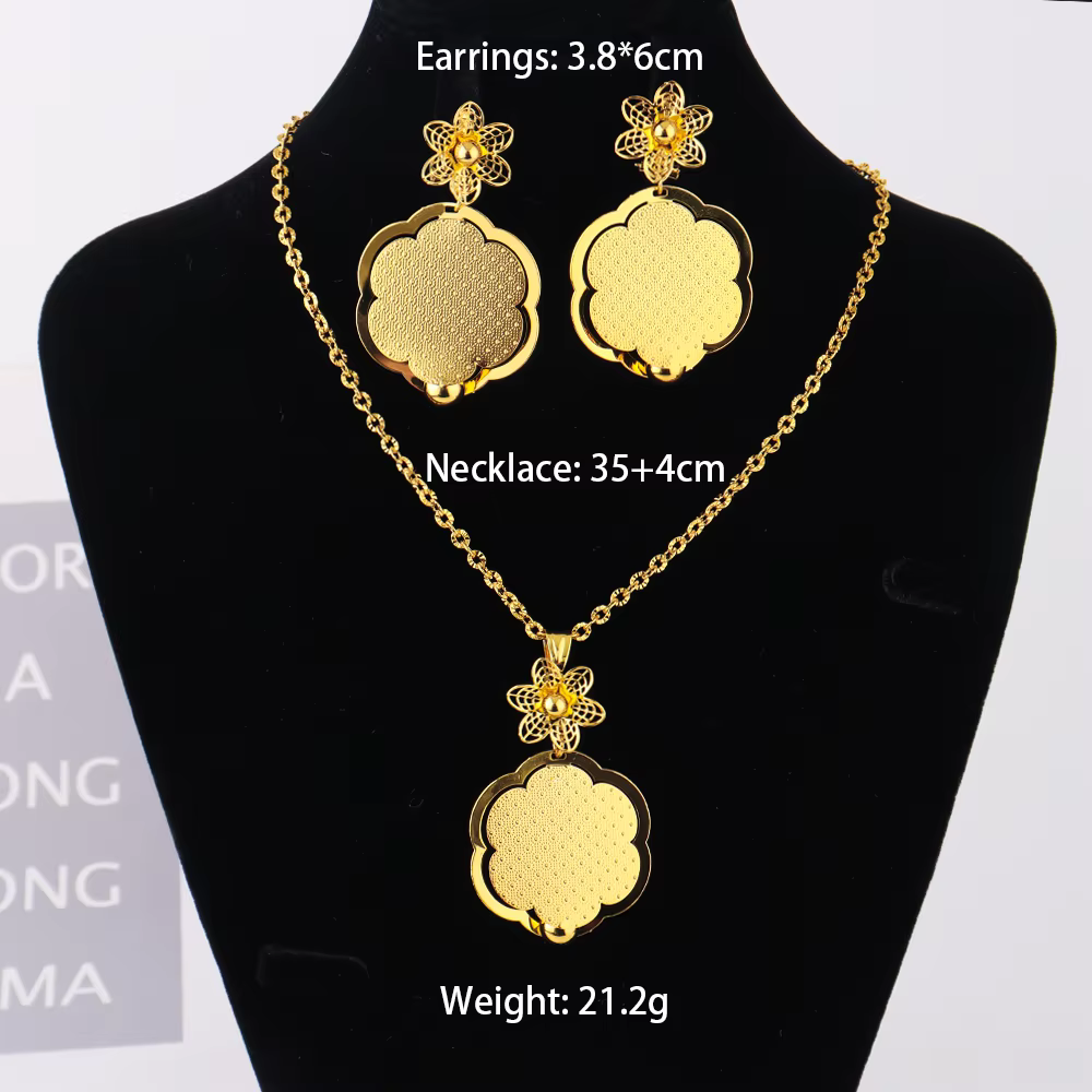 Ensemble de bijoux pour femme en acier inoxydable 316L plaqué or, collier et boucles d'oreilles simp