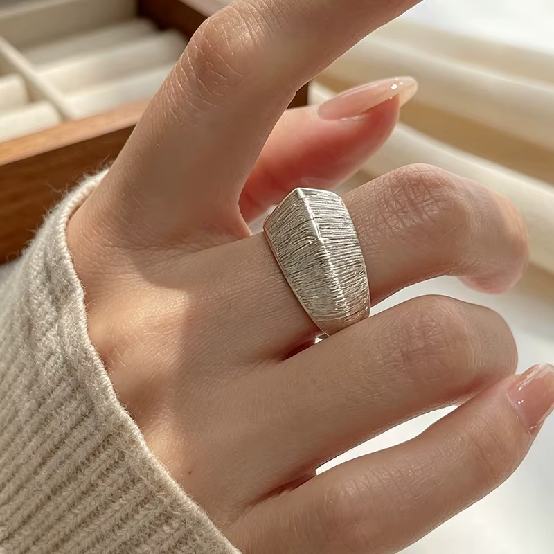 GANPUP – bague ouverte réglable, minimaliste, géométrique, brossée, pour femmes, usage quotidien, te