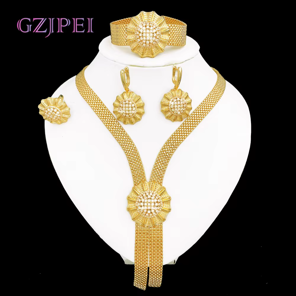 GZJPEI 2025 nouveau Dudai femmes ensemble de bijoux brillant zircon cubique haute qualité 18K plaqué