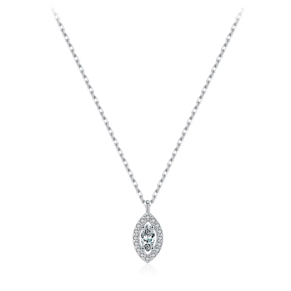 Vinregem-Pendentif Marquise en Argent Sterling 100% pour Femme, Pierre Précieuse Saphir Créée en Lab