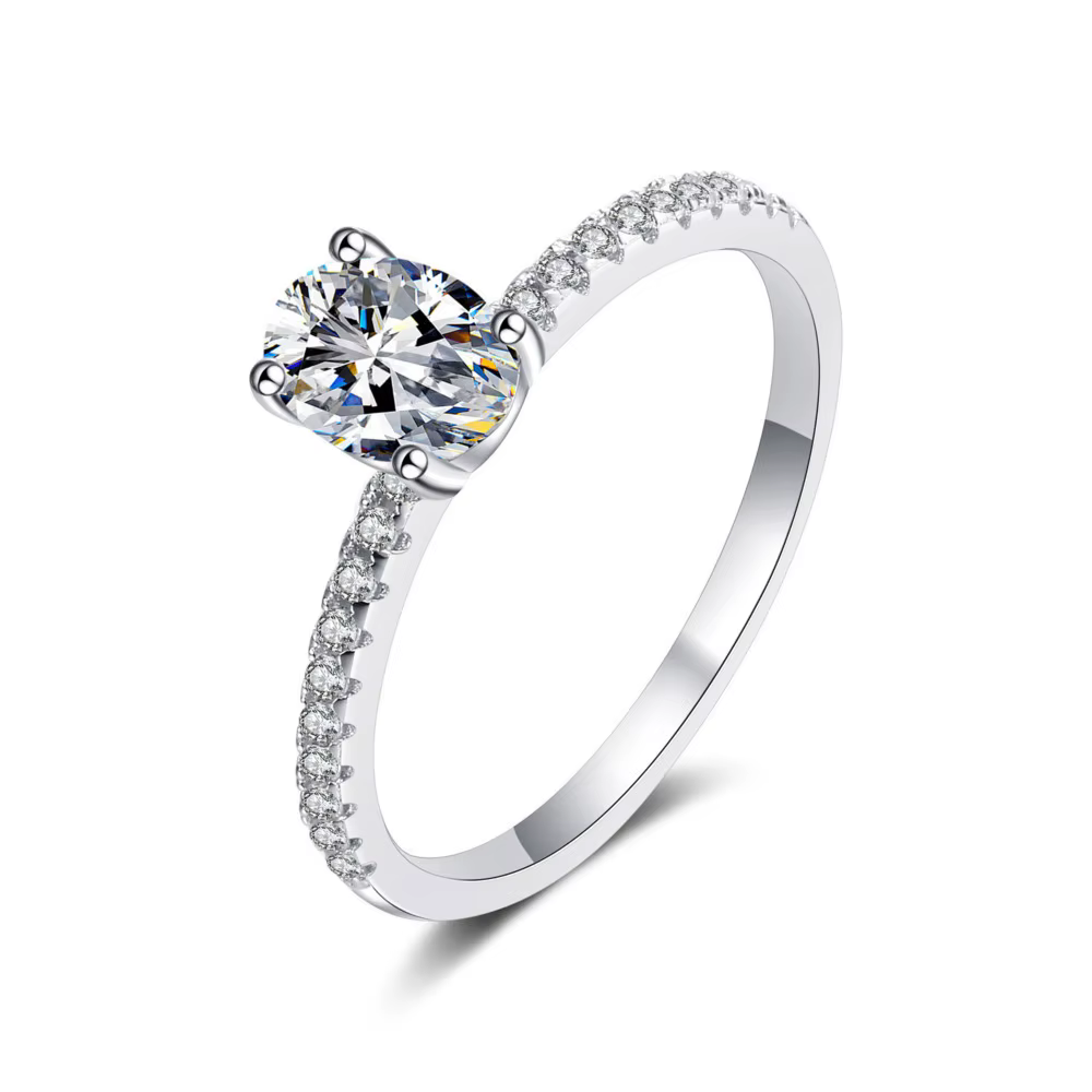 Bague en argent sterling BR S925 pour femmes, bague en moissanite taille ovale, bijoux en moissanite