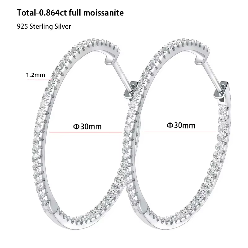 M-JAJA véritable Moissanite diamant boucles d'oreilles 18K plaqué or blanc 925 en argent Sterling bo