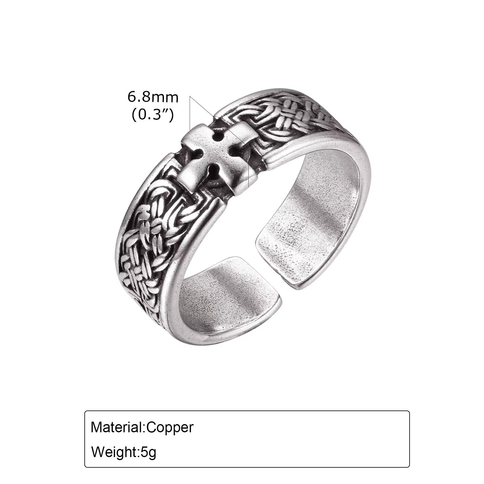 Bague en métal croix punk pour hommes et garçons, bague d'ouverture de style européen et américain, 