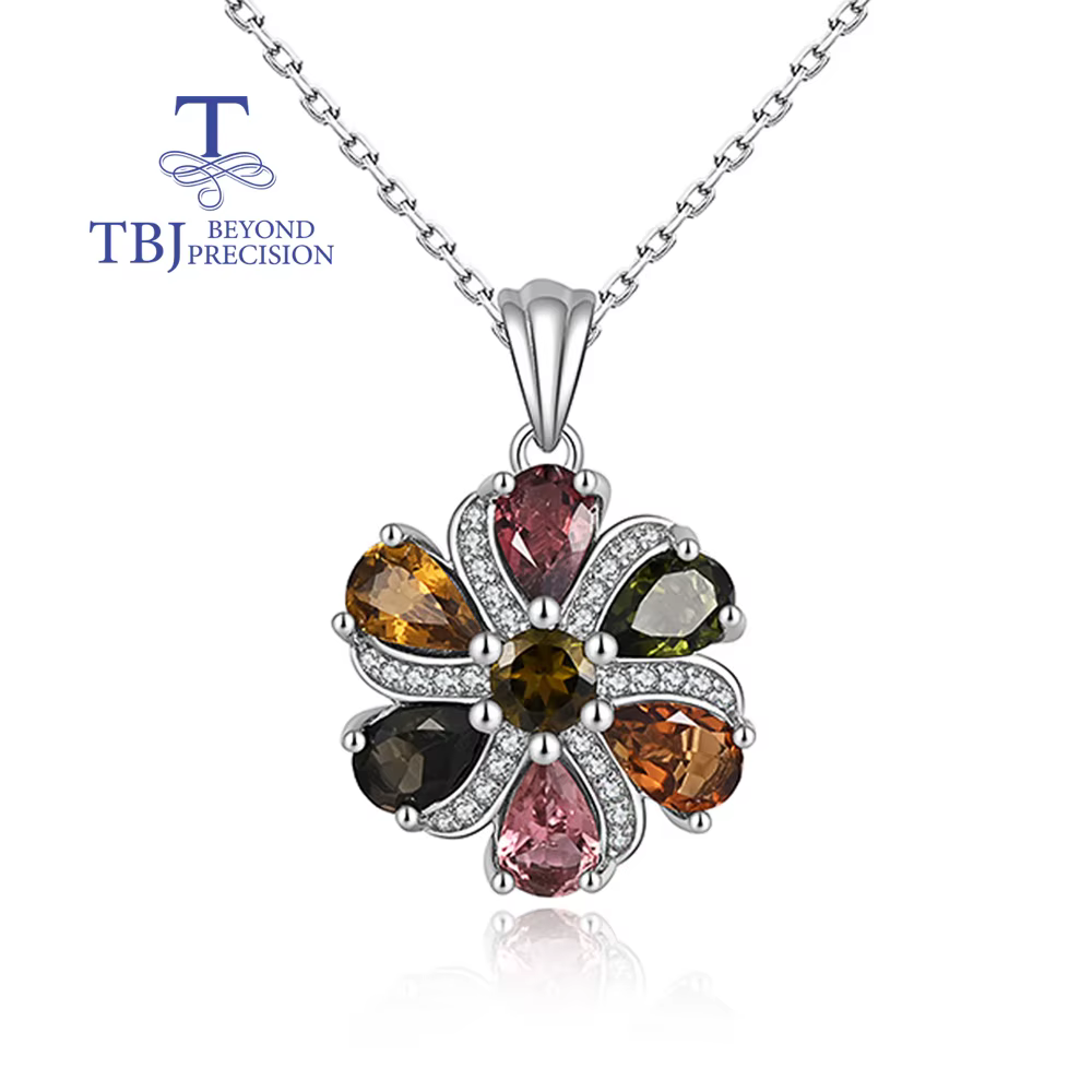 Collier pendentif en argent 925 avec tourmaline naturelle 3,5 carats, bijoux fins pour femme, à port