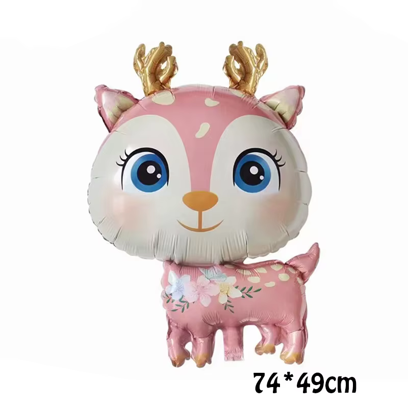 Ballons en aluminium mignons animaux de la forêt (renard, cerf) pour décoration de fête prénatale et