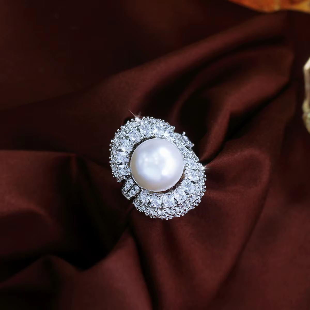 Pera – magnifiques bagues ouvertes réglables en zircone brillante avec imitation de perles, grand de