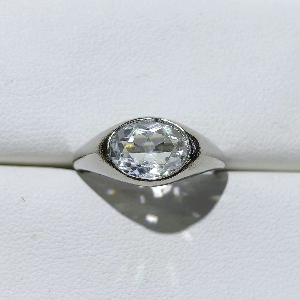 Bague ajustable en cuivre plaqué argent avec pierres précieuses naturelles à 100 % (aigue-marine, ma