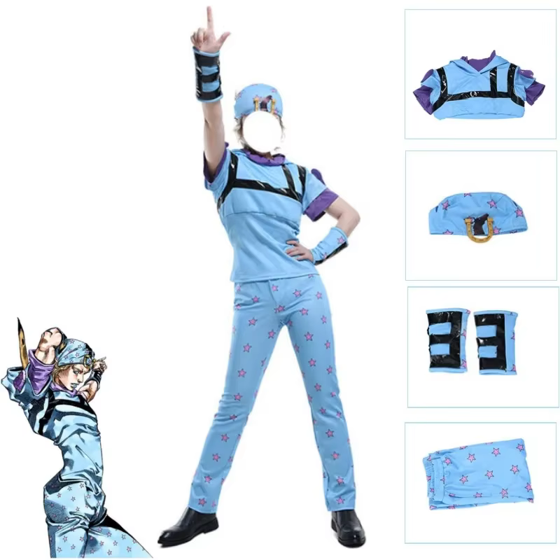 Costume de cosplay JoJo's Bizarre Adventure Steel Ball Run Jonathan Johnny Joestar, perruque, tenue 
