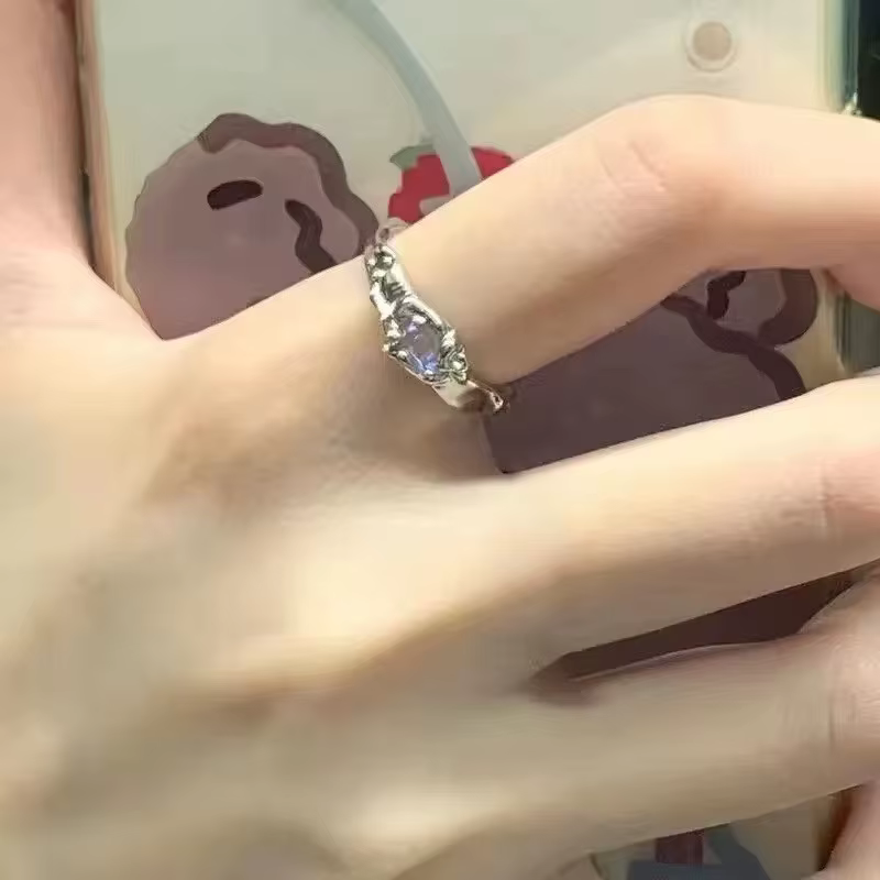 Bague femme petit Design pierre de clair de lune bague irrégulière ouverture ajuster Style avancé ba