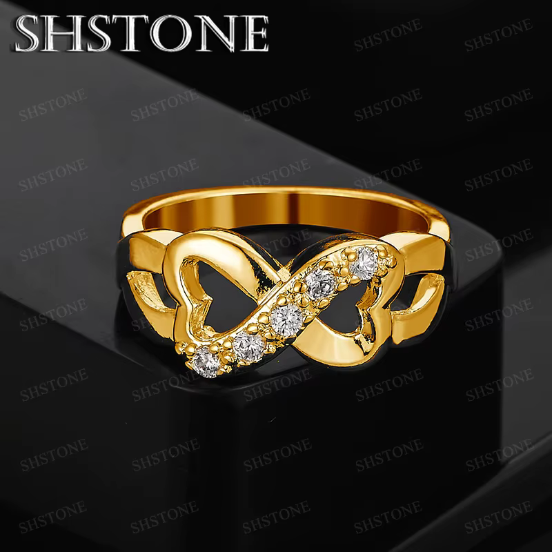 Bague circulaire classique en forme de cœur en or 18 carats pour femmes, bijoux de fête de fiançaill