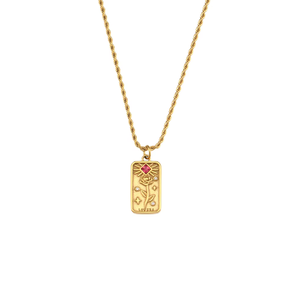 Collier de Tarot en acier inoxydable pour femmes, bijoux sans ternissement, étoile, lune, Rose, sole