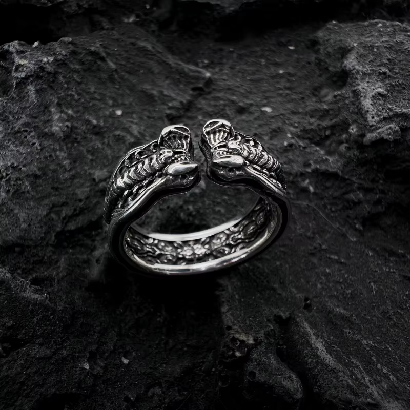 Buyee-Bague unique en argent regardé 925 pour homme et femme, Scorpion mignon, Bague ouverte, Animal