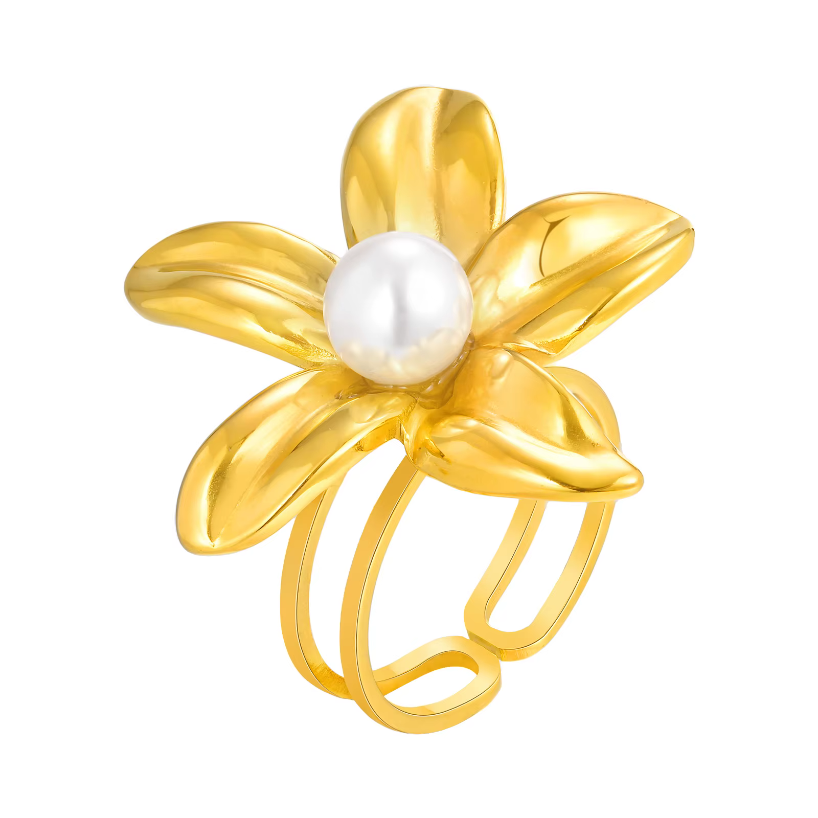 Bague ouverte en forme de trèfle en forme de cœur pour femmes, bagues à fleurs en acier inoxydable, 