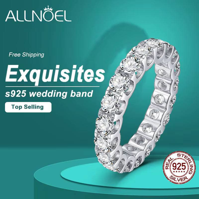 ALLNOEL 2mm bague Moissanite complète pour femmes couleur D VVS1 femme bague à queue unique 925 bagu