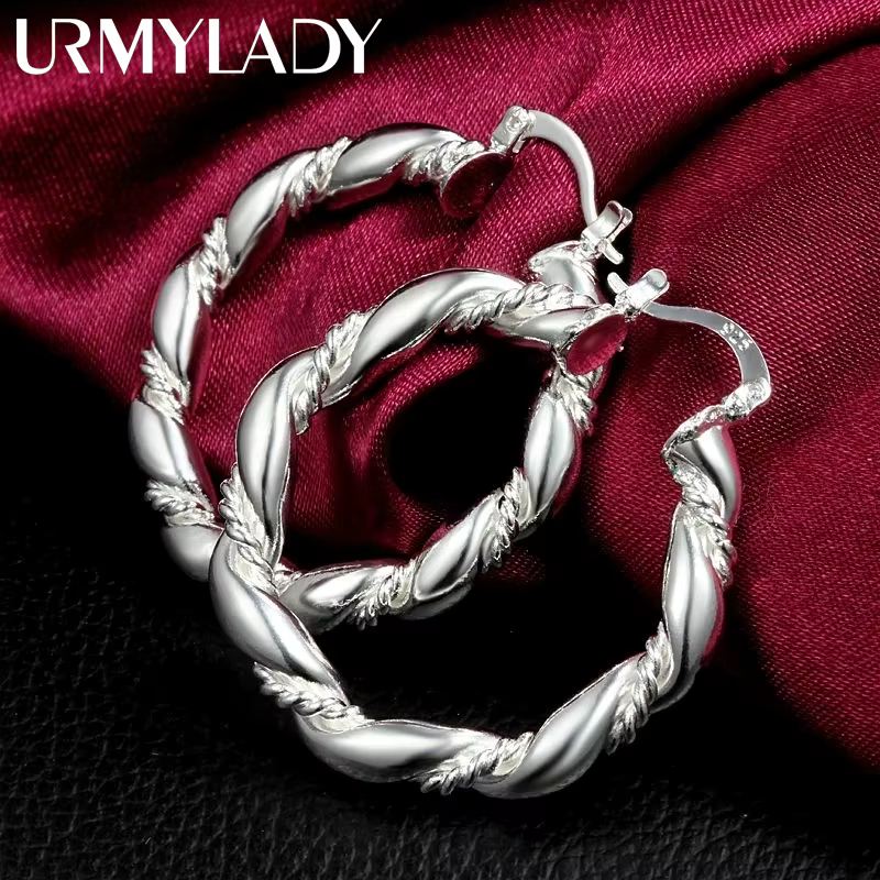 Boucles d'oreilles créoles en argent Sterling 925 pour femmes, bijoux de fête de mariage, à la mode,