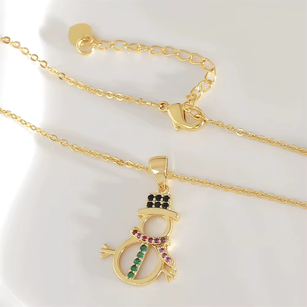 Collier avec pendentif bonhomme de neige, nouvelle Collection de noël, Micro incrusté de zircone col