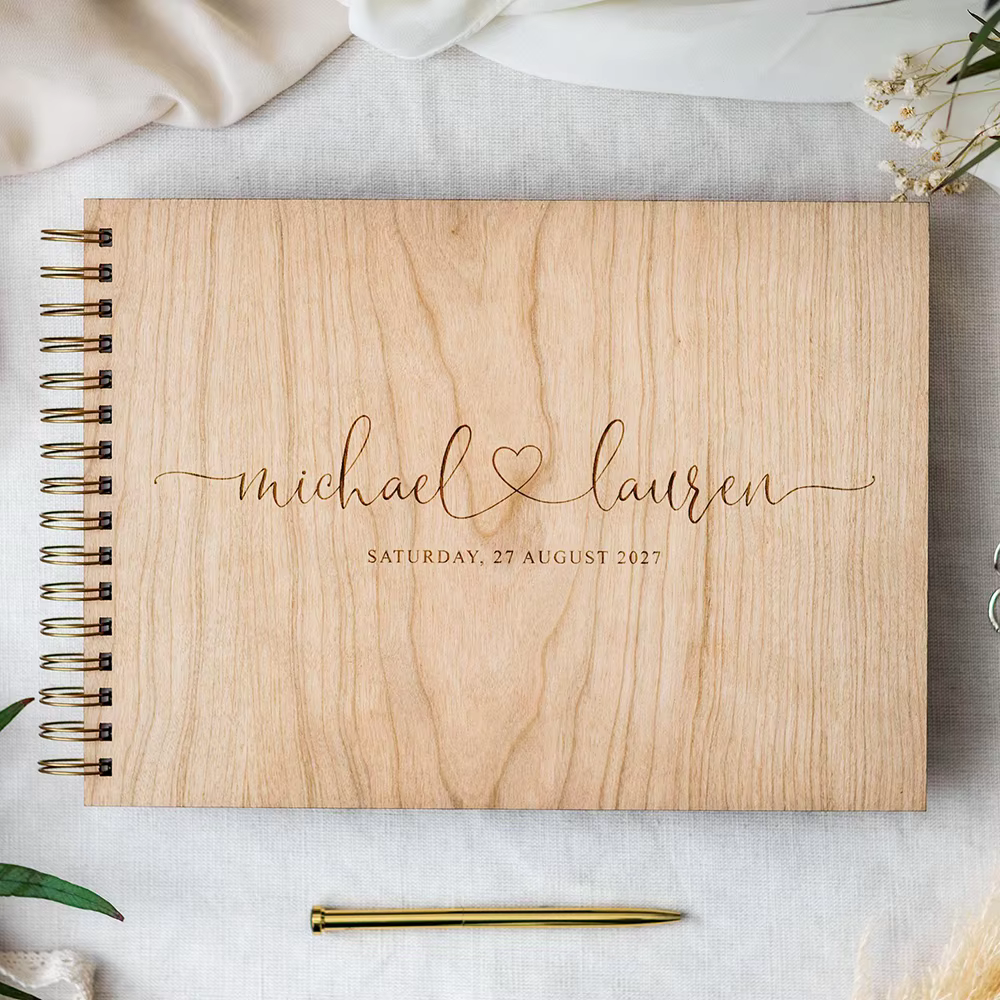 Livre d'or de mariage rustique personnalisé, cadeaux de mariage pour les jeunes mariés, livre d'or a