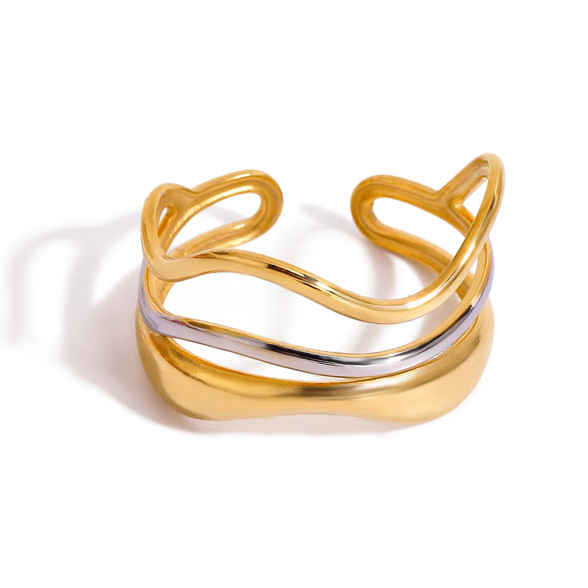 Yori – bague ondulée multicouche pour femmes, Design en métal hypoallergénique, bijoux attrayants, a