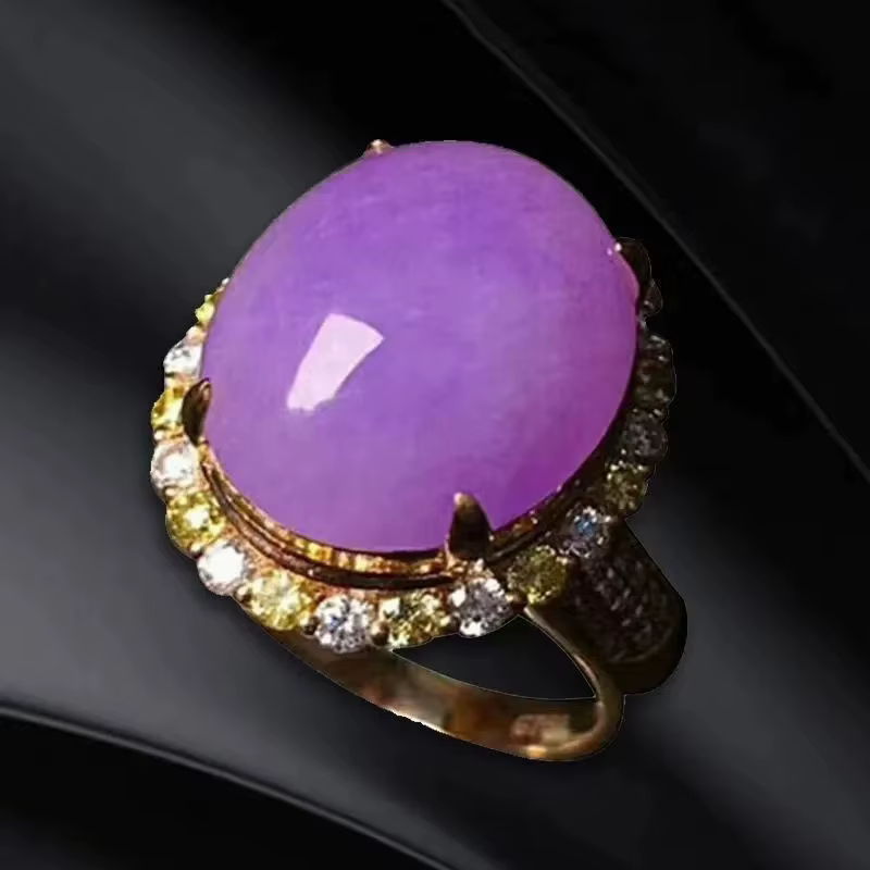 Bagues classiques en argent incrusté de calcédoine violette naturelle pour femmes, bijoux de mariage