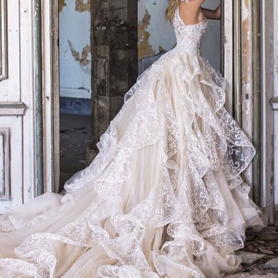 Robe de mariée romantique en dentelle, longueur ras du sol, sexy, illusion, sans manches, en tulle, 