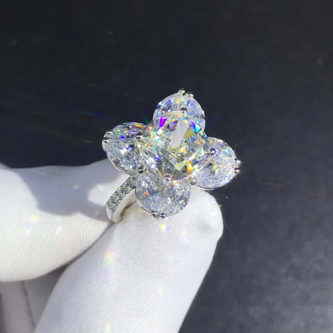 WUIHA – bague Vintage en argent Sterling 925, 5 CT, saphir de laboratoire, diamants à haute teneur e