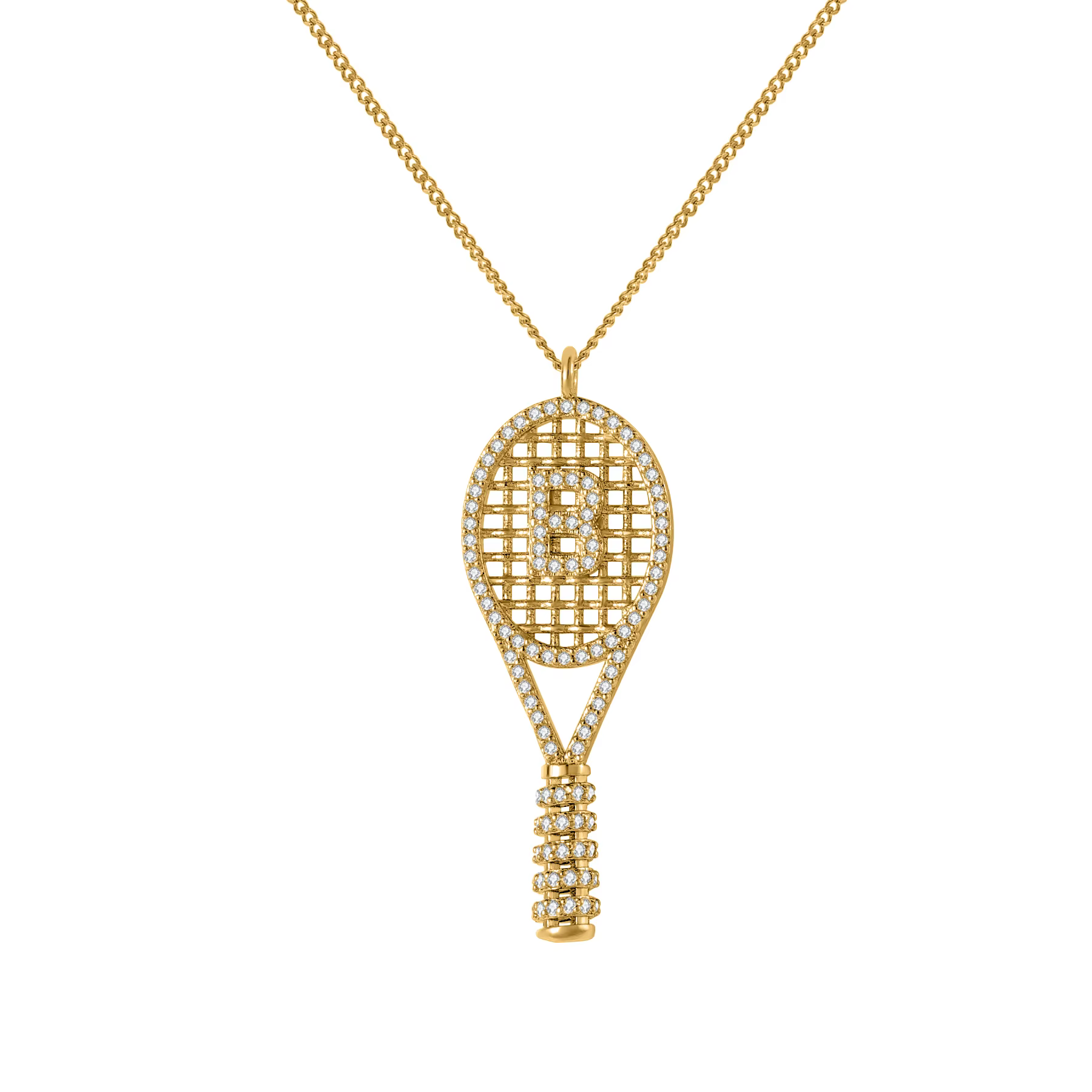 Collier personnalisé Qitian avec initiale A-Z, raquette de tennis, zircon, pendentif en cristal de l