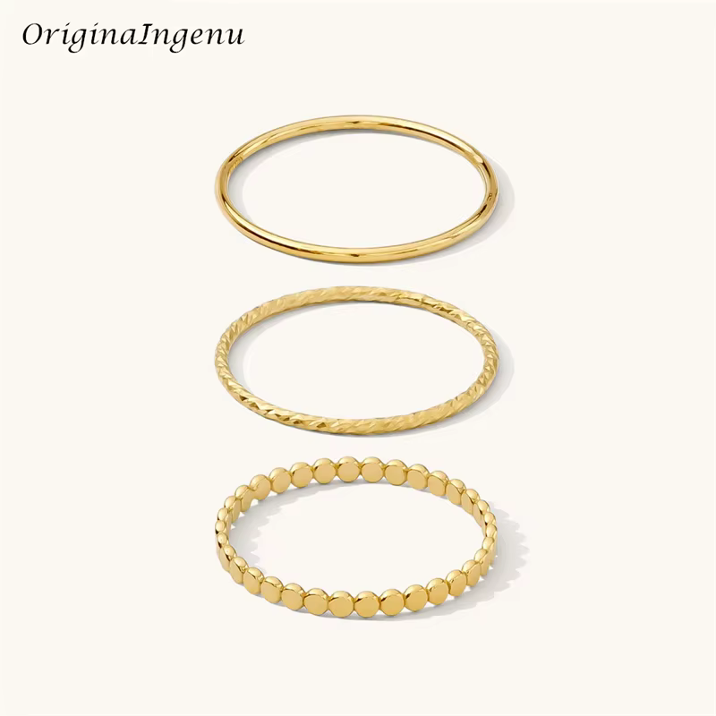 Ensemble de matiques empilables en or 14 carats pour femmes, bijoux minimalistes, exquis