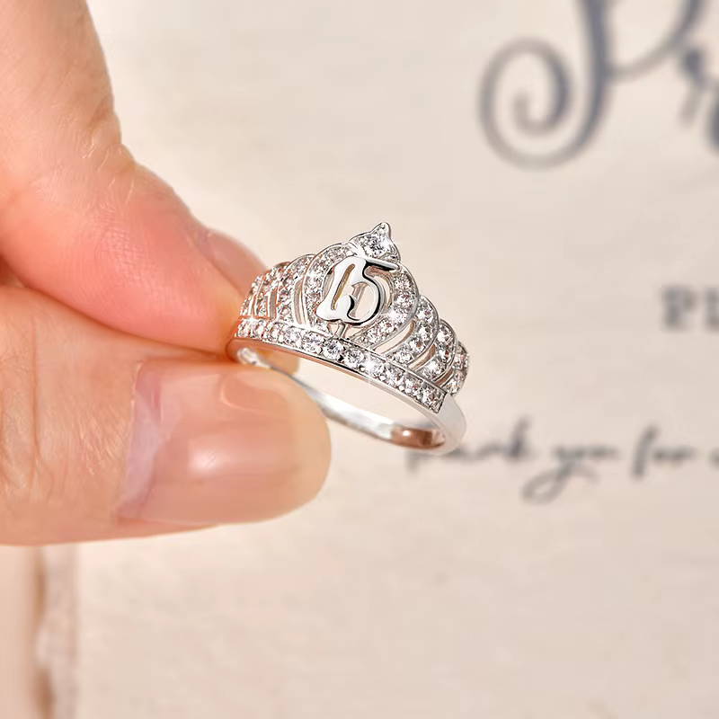 Anziw 2026 Nouvelle bague pour femme en or 14 carats avec zircone cubique, couronne de reine, access