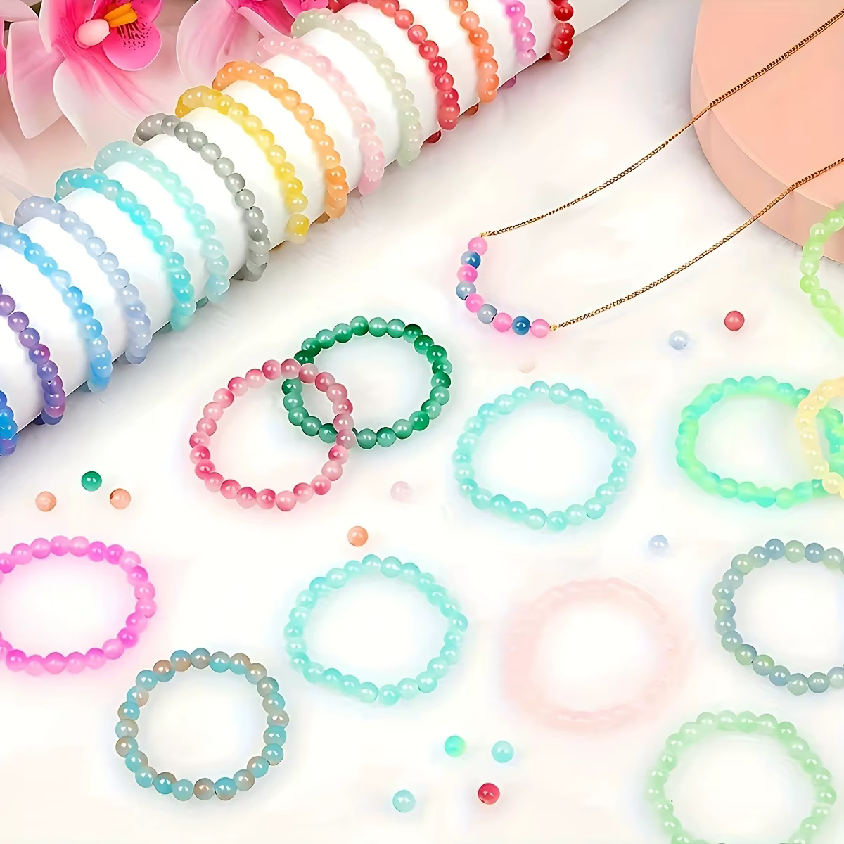 Kit de fabrication de bijoux en perles de verre cristal 24 couleurs, 480 pièces, perles rondes de St
