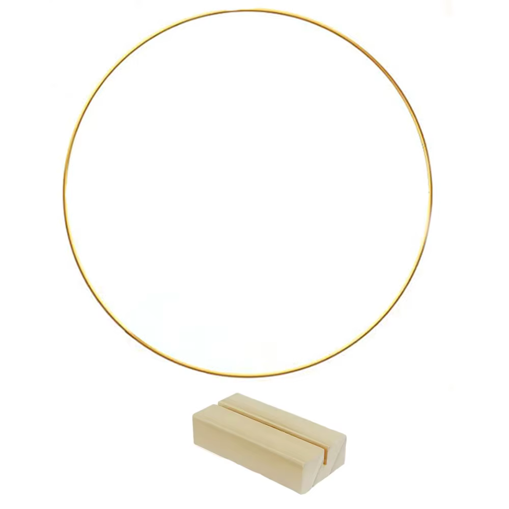 Cercle en fer doré de 30 cm pour couronne florale, base en bois, centre de table, guirlande de fleur
