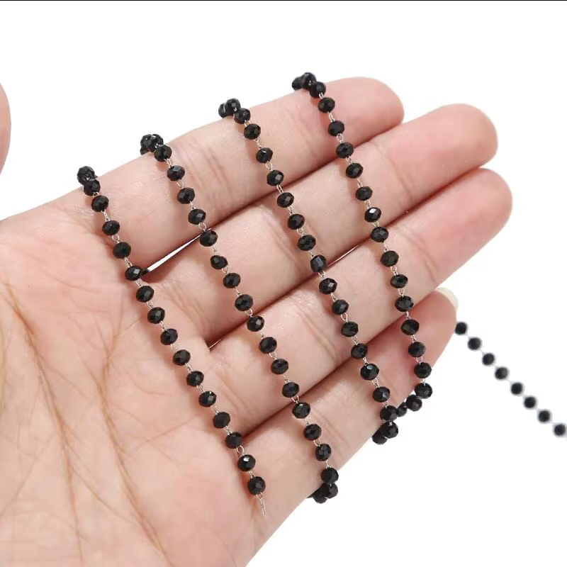 JOBulk-Collier perlé en acier inoxydable pour femme, bijoux en cristal de verre transparent, fournit