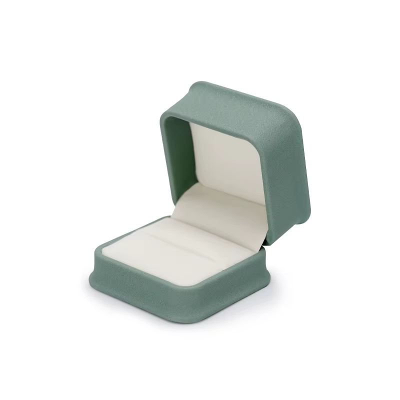 Oirlv-Boîte à bijoux en cuir vert de luxe, étui de rangement pour alliances, pendentifs, bracelets, 