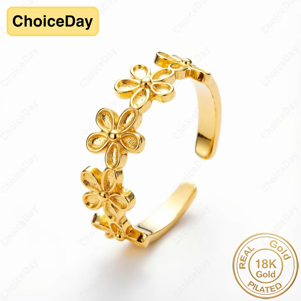 Bague florale luxueuse et exquise plaquée or 18 carats, accessoires de bijoux élégants pour femmes, 