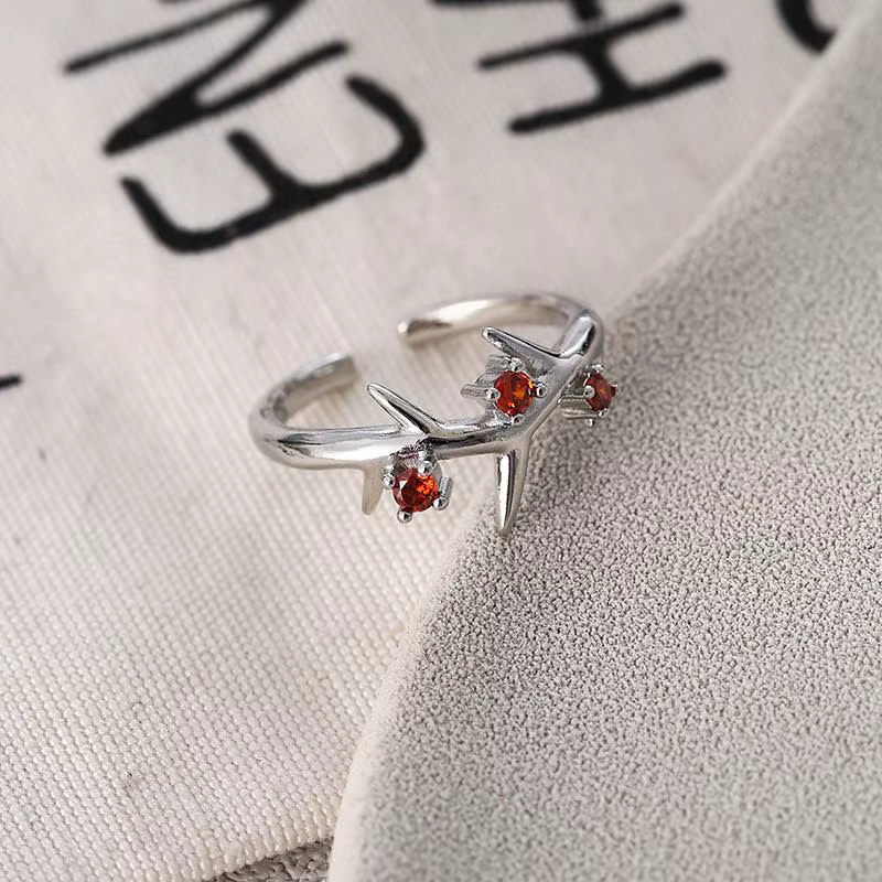 Bague en argent 925 diamant rouge épine, Design Unique, brillant, doux, Cool, mode luxe, décontracté