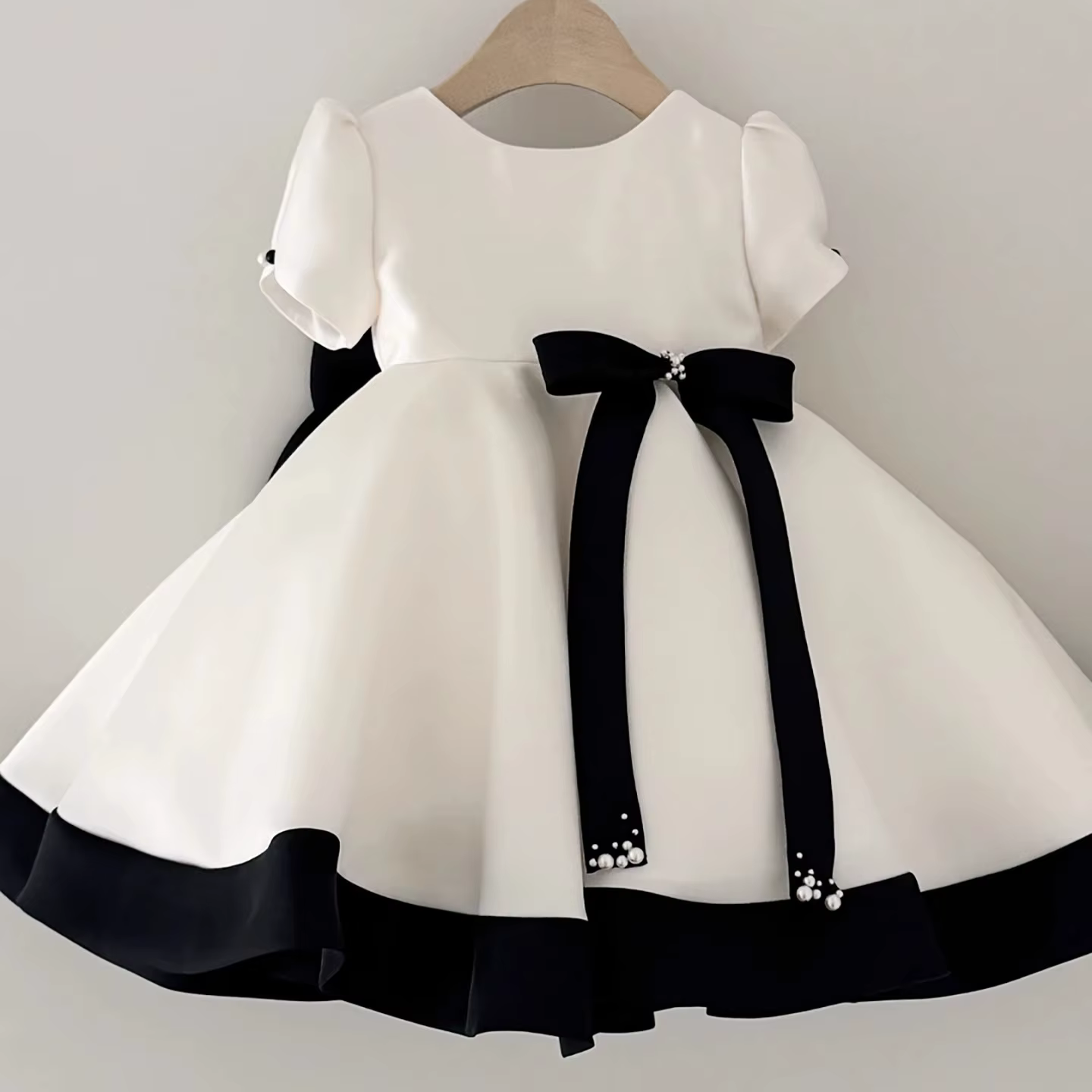 Robe de princesse sans bretelles à paillettes noires, robe de spectacle de concours pour filles, mod