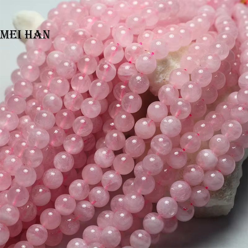 Perles rondes en quartz rose naturel de Madagascar en gros Meihan pour la création de bijoux DIY