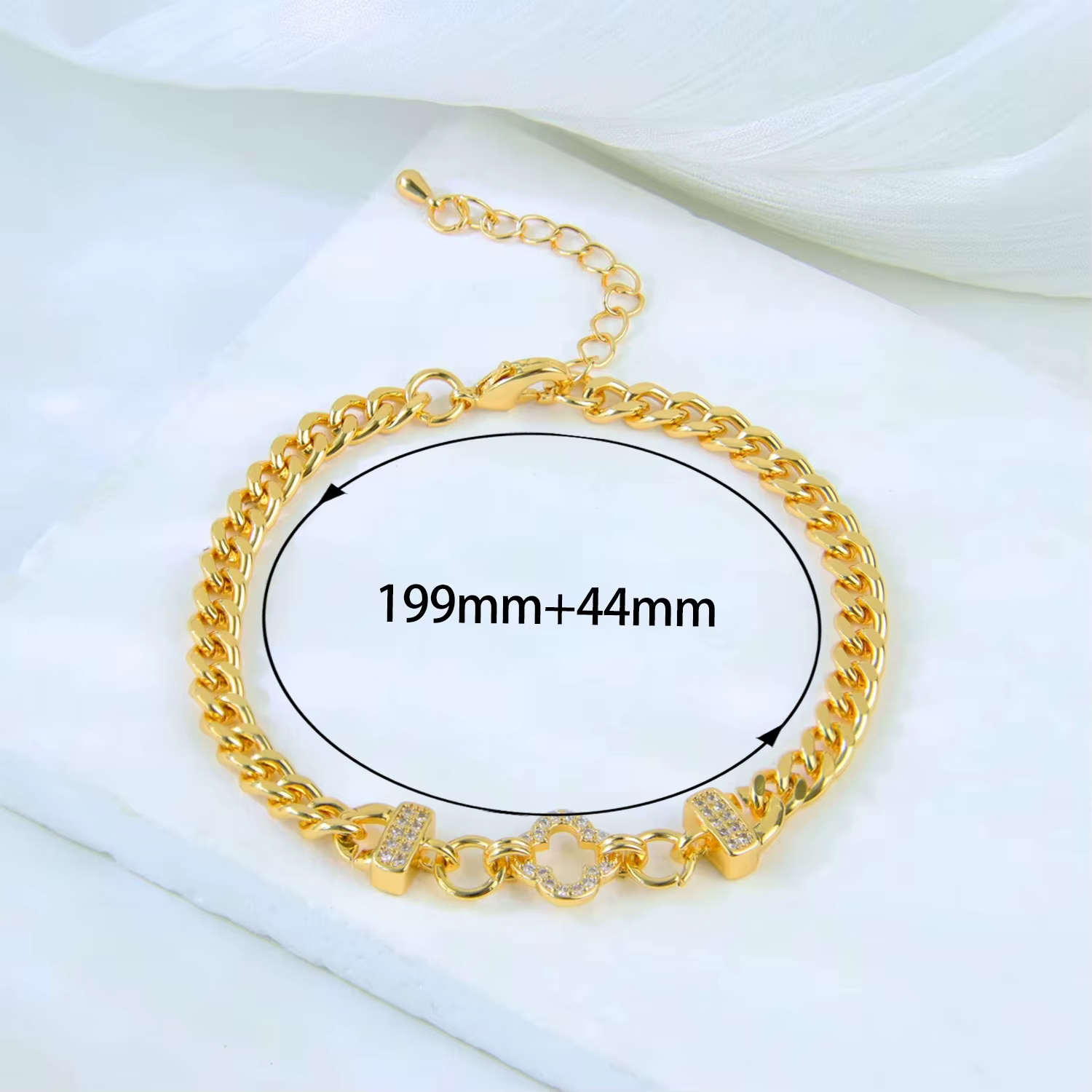 Bracelet de mode Dubaï plaqué or 21 carats, zircone italienne, chaînes cubaines faites à la main, bi