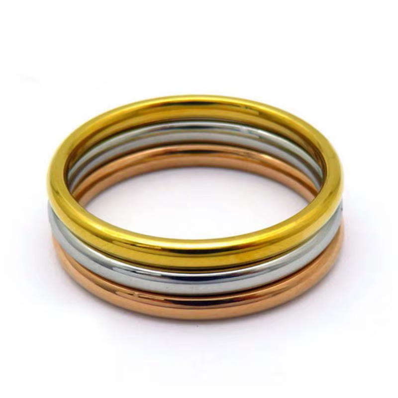 Bague Simple multicolore pour femmes et hommes, anneaux ronds brillants en acier inoxydable, bandes 