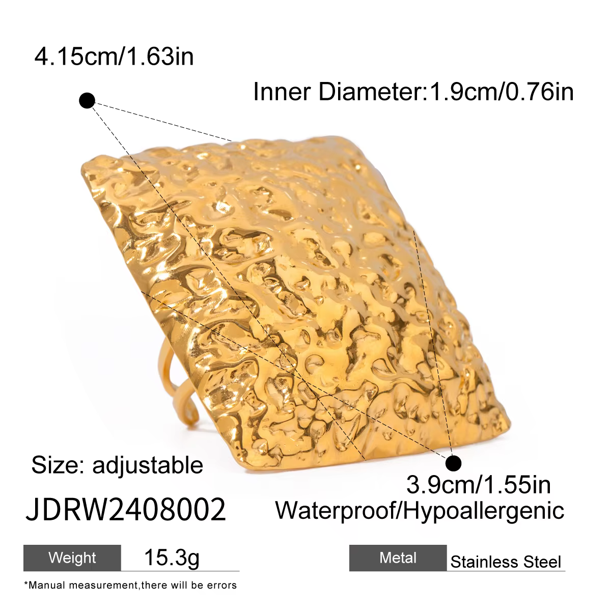Zora – bague ouverte en acier inoxydable plaqué or 18 carats pour femmes, bijoux étanches à géométri