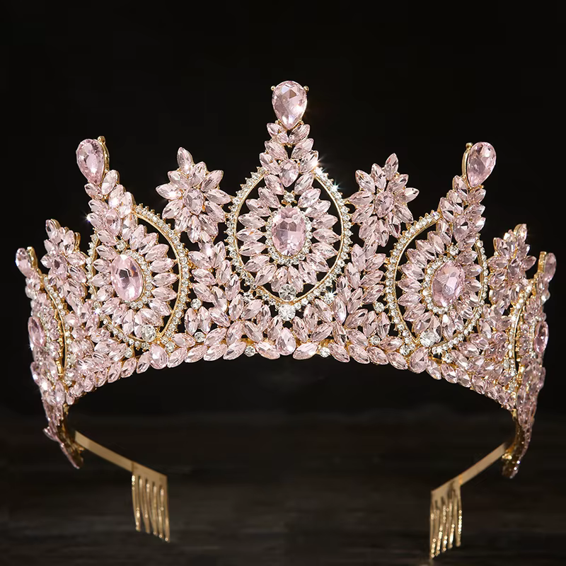 Couronnes de luxe baroques en strass pour femmes, peignes de reine en cristal, accessoires de coiffu