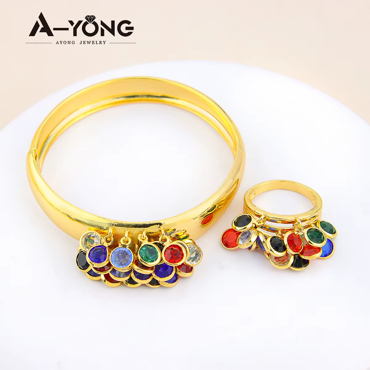 Ensemble de bijoux de mariage de luxe en or de dubaï, plaqué or 21 carats, mode italienne, Bracelet 