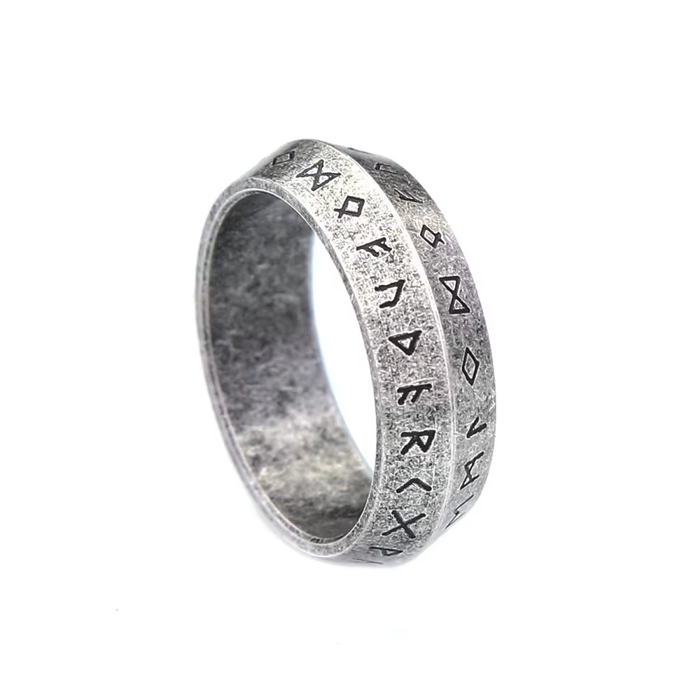Bague Rune Mate Simple Style Nordique pour Hommes et Femmes, Accessoire Religieux Tendance, Bijou de