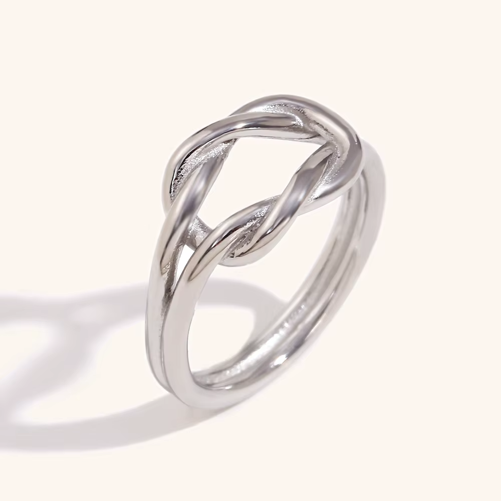 La.Muses-Bague de couple enveloppée en acier inoxydable pour femme, design minimaliste, bijoux fermé