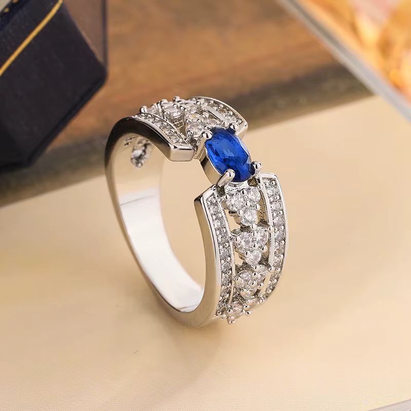 Haute qualité grande pierre bleue diamant bague pierre précieuse émeraude Tourmaline Pariba bijoux d