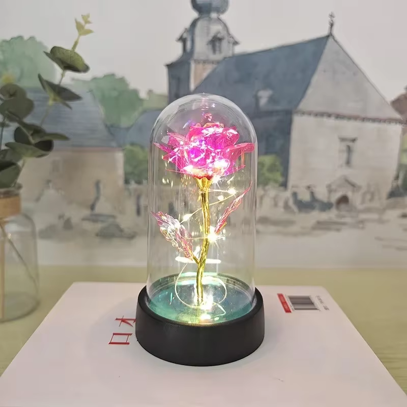 Roses artificielles, cadeau de saint valentin pour petite amie, Rose éternelle, feuille lumineuse LE