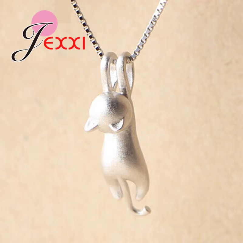 Collier avec pendentifs chat en argent Sterling 925 pour femmes/filles, accessoire de fête, Design A