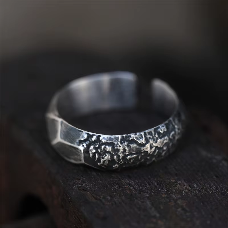 Bague Vintage à motif de pierres fragmentées pour hommes, accessoires de doigt index, Textures perso