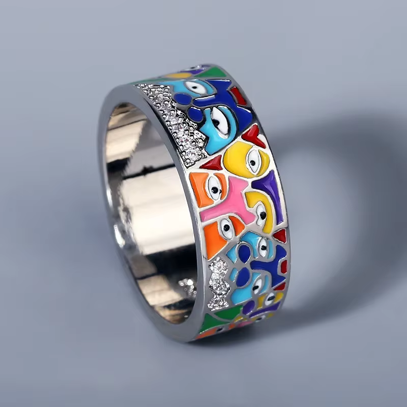 Bagues en émail blanc CZ faites à la main pour femmes, joli chat, carillon unique, fête, bijoux fant