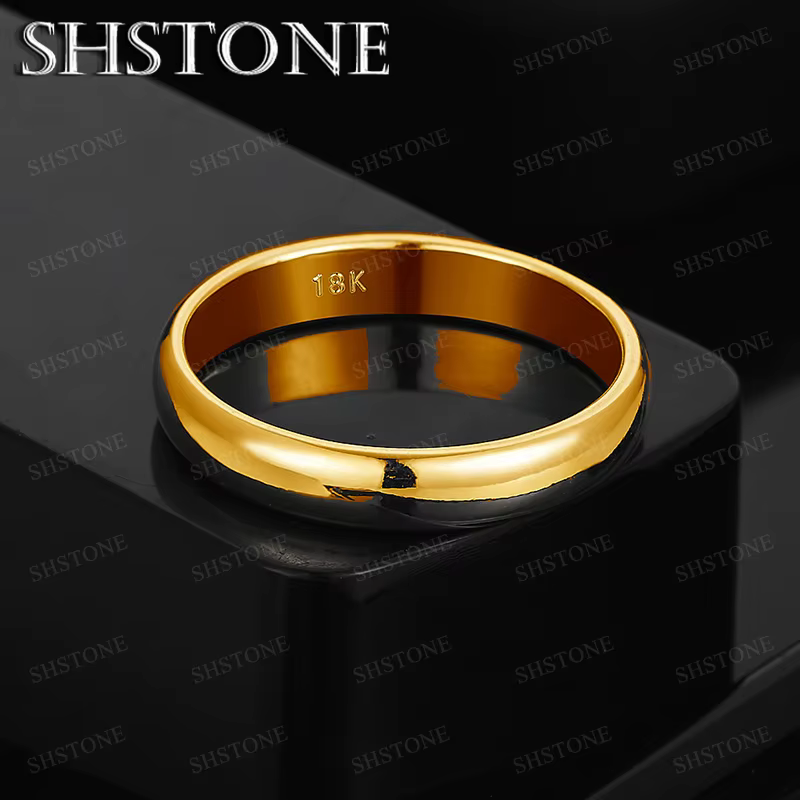 Bague ronde lisse en or 18 carats pour femmes, bague de fiançailles, de mariage, à la mode, bijoux s