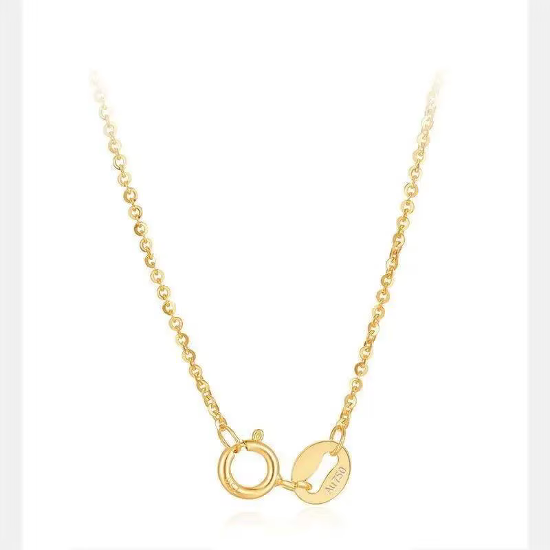 Collier femme en or 18 carats AU750, chaîne de clavicule délicate avec un design scintillant à maill